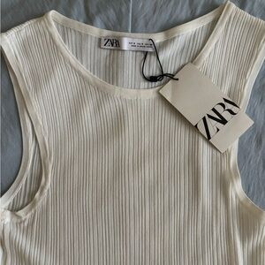 Zara Women's Ivory Ribbed Top